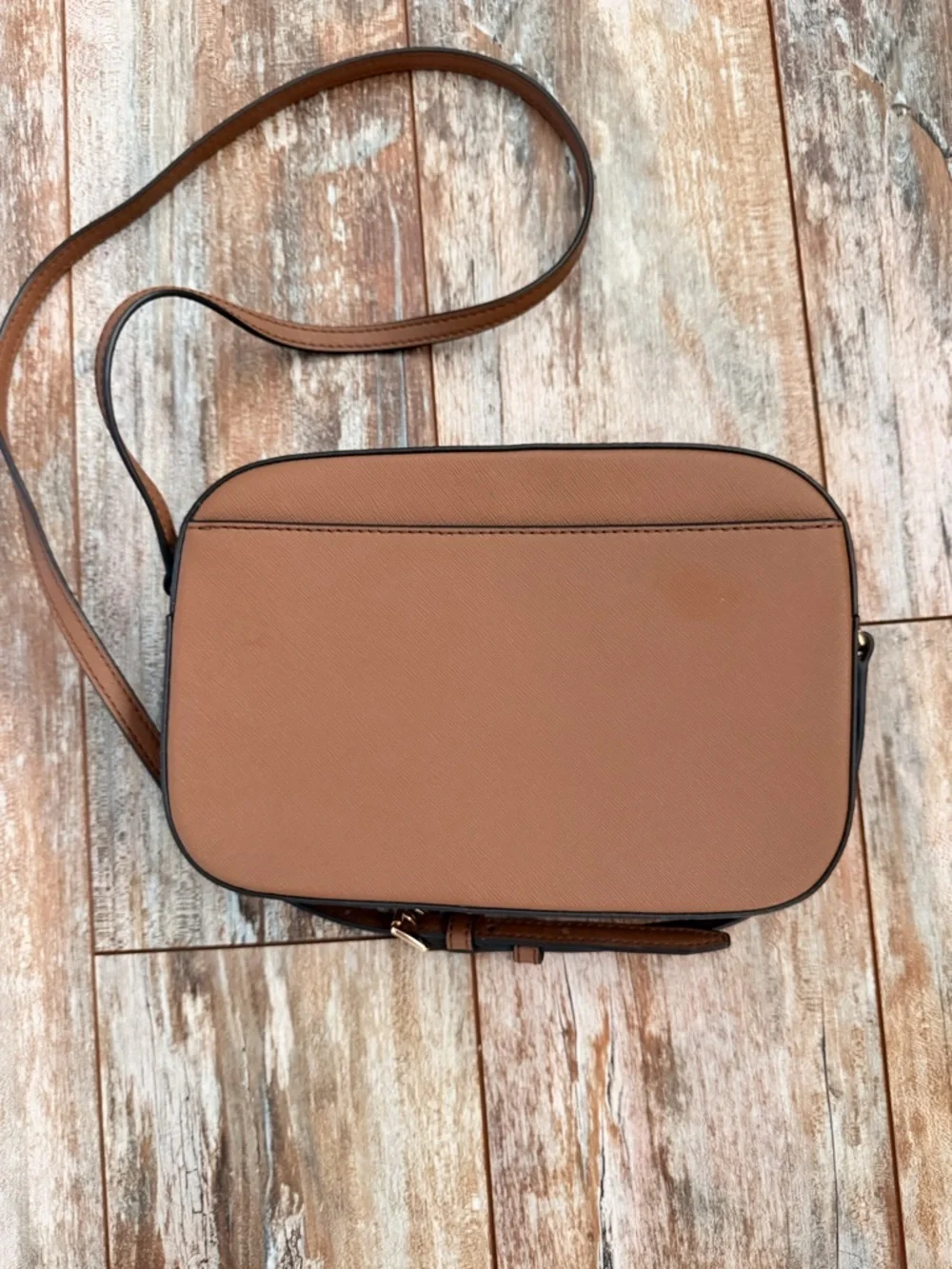 Michael Kors Tan Saffiano Leather Crossbody with Gold Chain